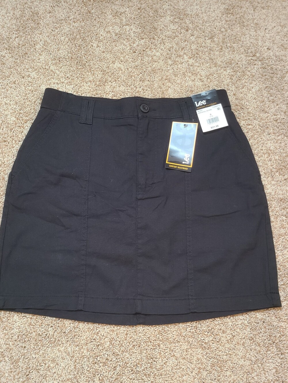 NWT Lee Skort Black Skirt With Built In Shorts Comfort Waistband